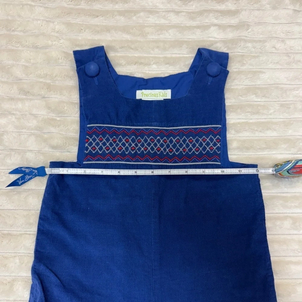 Precious Kids: Boys Blue with Red / White Accent, Smocked Longall, Size 4T